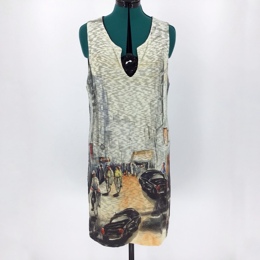 Inoah Wearable Art Printed Lined Tank Dress, XL